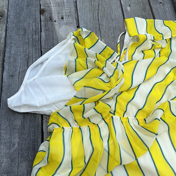 EUC Jealous Tomato Yellow, Cream and Navy Striped Dress - Picture 7 of 16